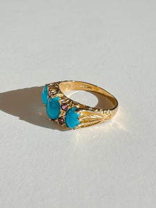 Vintage Turquoise Garnet Boat Ring