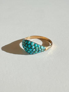 Antique Turquoise Bombe Cluster Ring