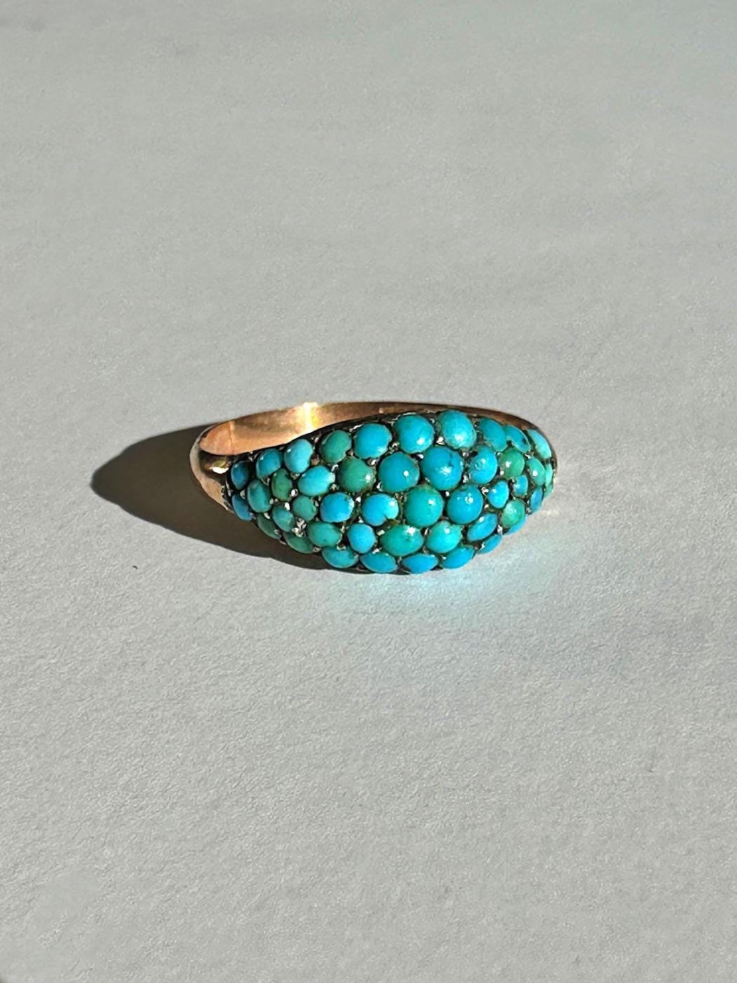 Antique Turquoise Bombe Cluster Ring