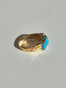 Vintage Turquoise Garnet Boat Ring