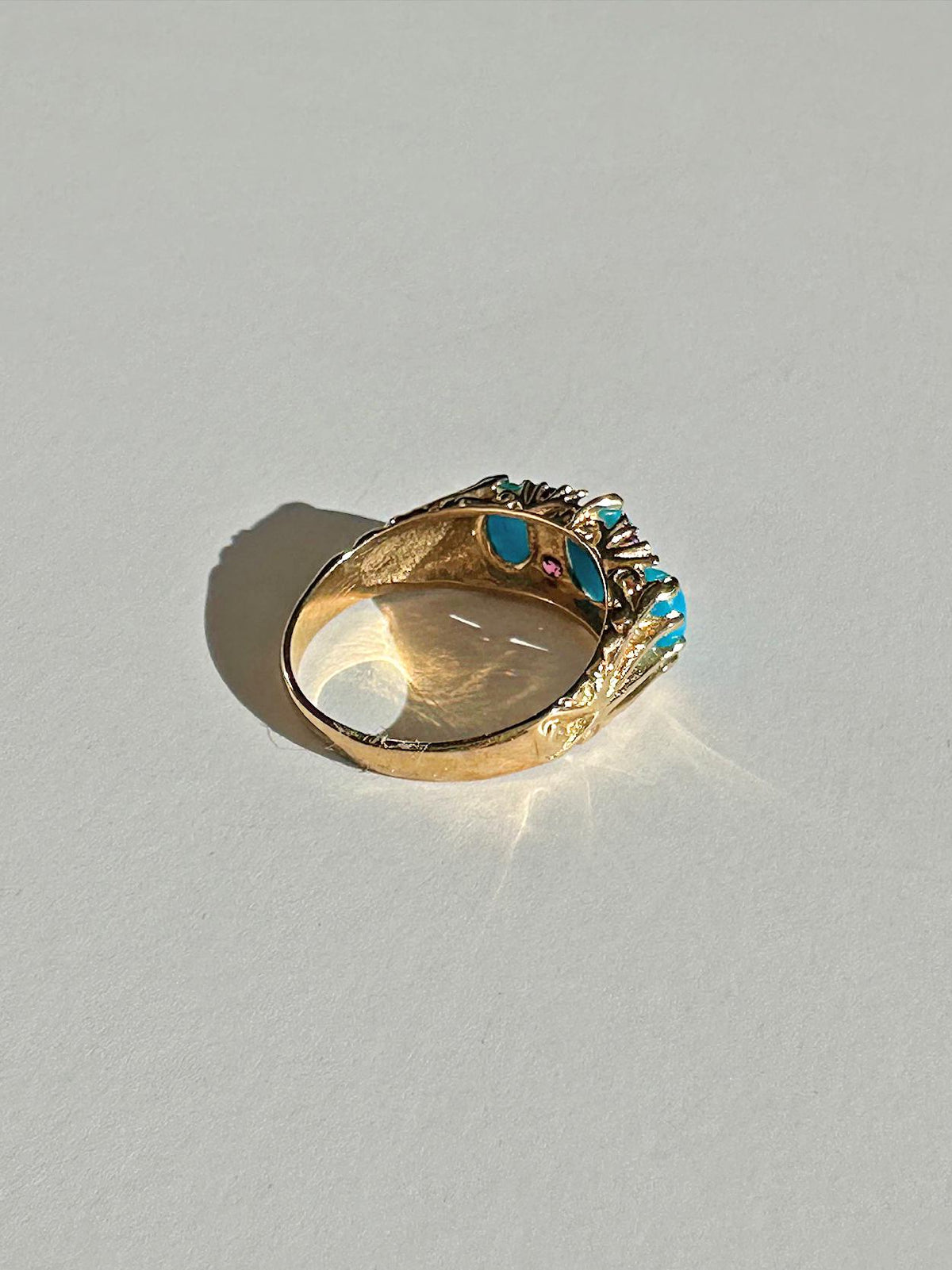 Vintage Turquoise Garnet Boat Ring