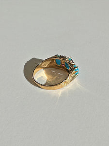 Vintage Turquoise Garnet Boat Ring