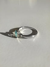 Load image into Gallery viewer, Vintage White Gold Topaz Diamond Bezel Ring
