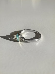 Vintage White Gold Topaz Diamond Bezel Ring