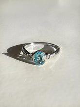 Load image into Gallery viewer, Vintage White Gold Topaz Diamond Bezel Ring
