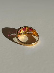 Antique Ruby Diamond Boat Ring 1916