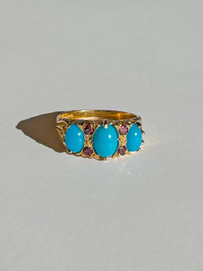 Vintage Turquoise Garnet Boat Ring