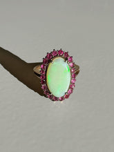 Load image into Gallery viewer, Antique Opal Ruby Elongated Cocktail Ring
