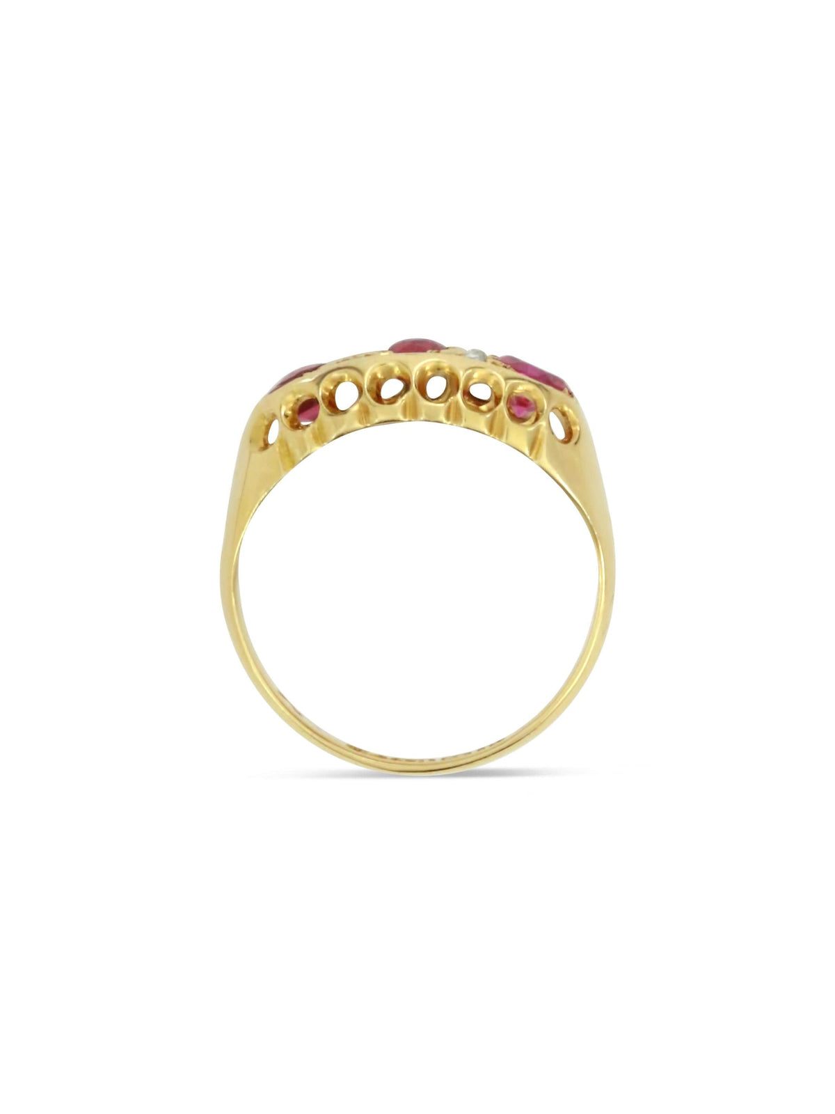 Antique Ruby Diamond Boat Ring 1916