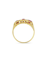 Load image into Gallery viewer, Antique Ruby Diamond Boat Ring 1916
