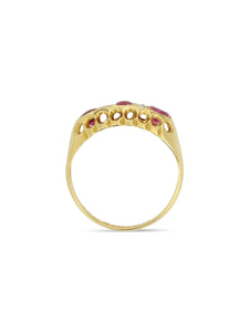 Antique Ruby Diamond Boat Ring 1916