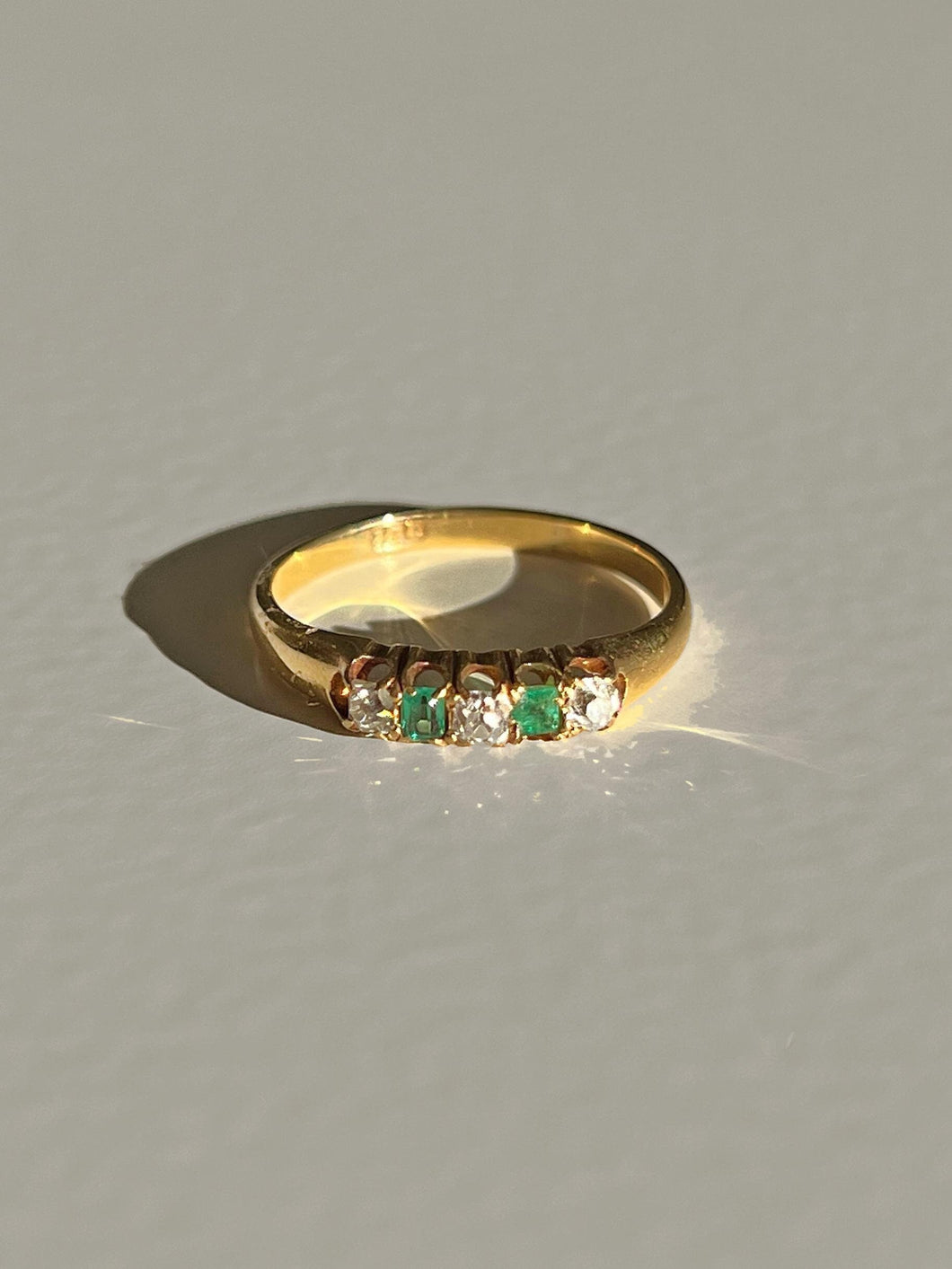 Antique Emerald Diamond Boat Ring