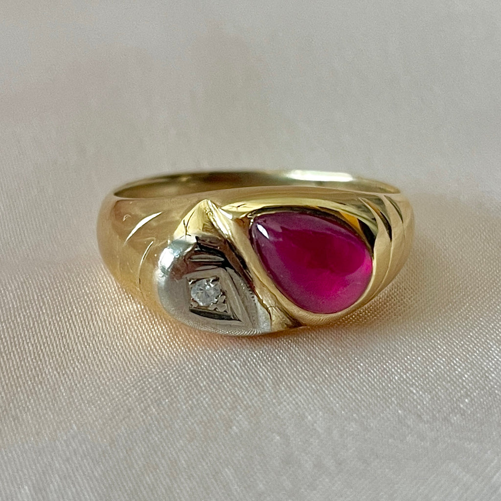 Vintage 10k Ruby Diamond Soprano Ring by 23carat