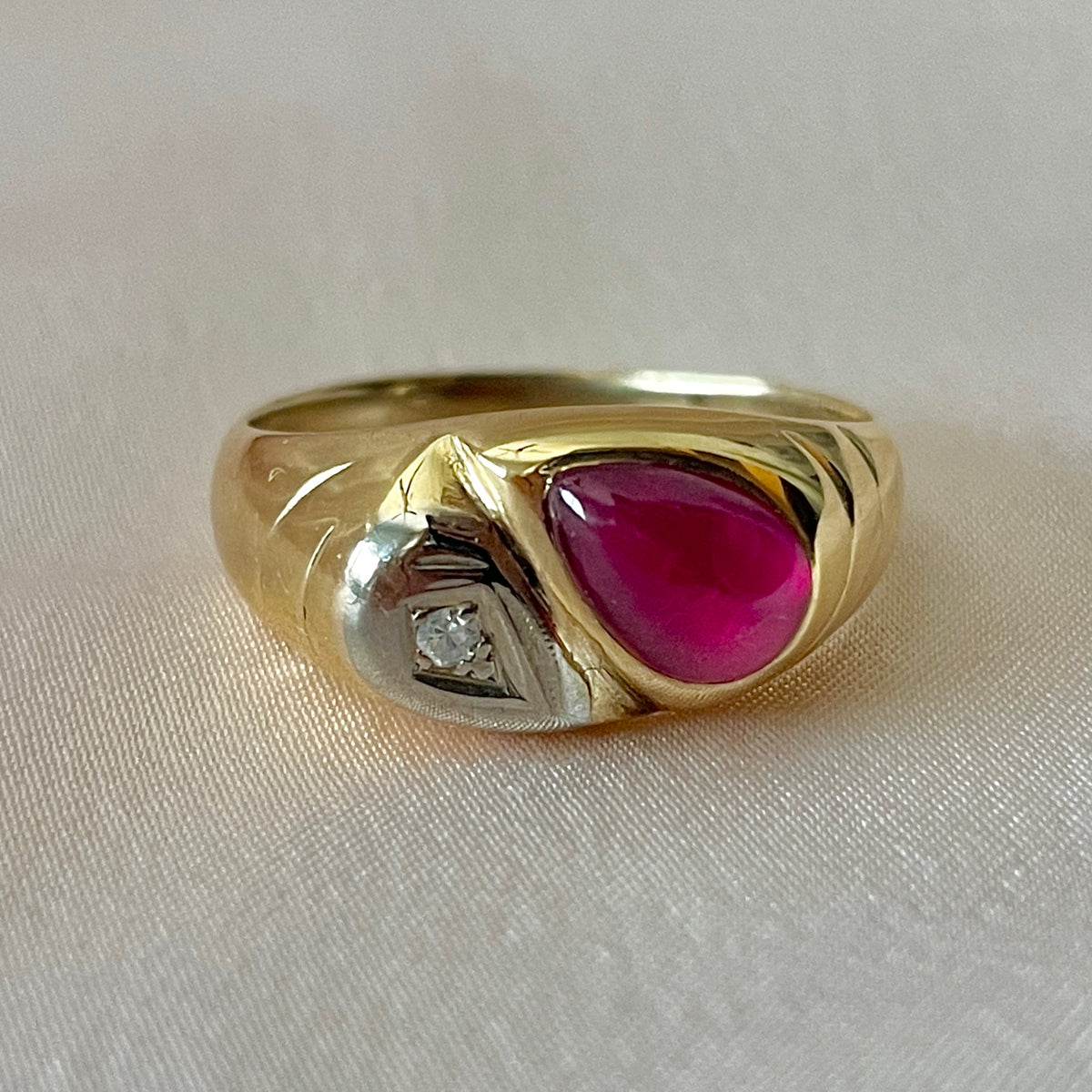 Vintage 10k Ruby Diamond Soprano Ring by 23carat