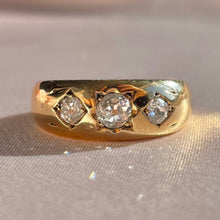 Load image into Gallery viewer, Antique 18k Diamond Starburst Trilogy Ring 1896
