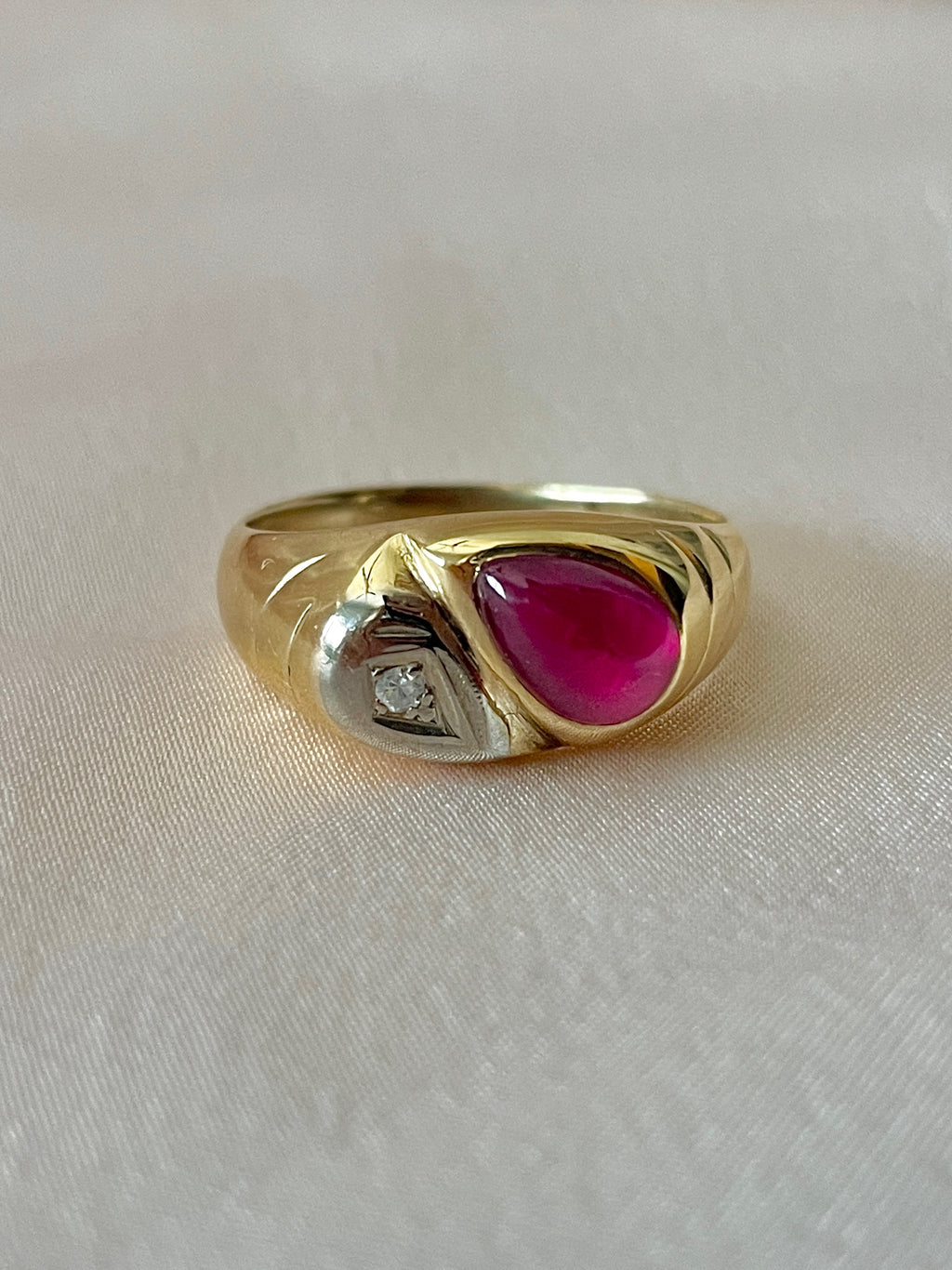 Vintage 10k Ruby Diamond Soprano Ring by 23carat