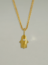 Load image into Gallery viewer, Hamsa Bezel Judaica Pendant
