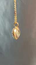 Load and play video in Gallery viewer, Antique Pearl Sapphire Heart Locket Necklace
