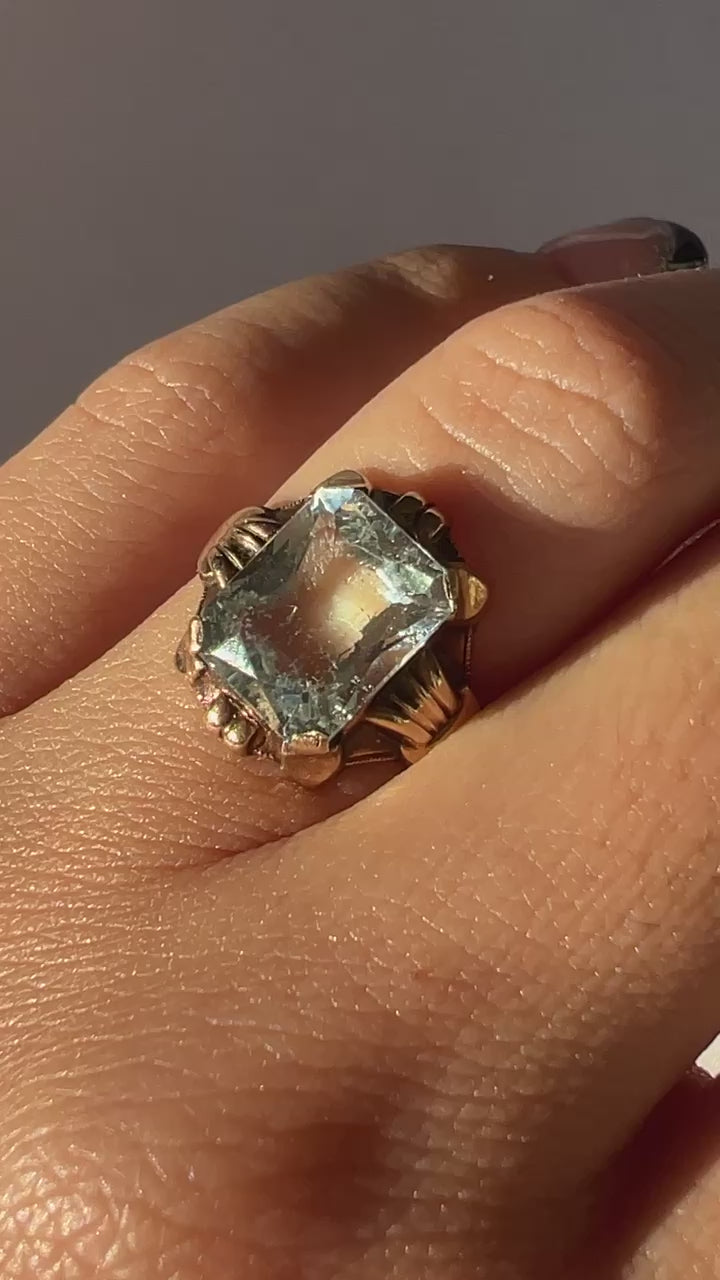 Antique Aquamarine Ornate Ring