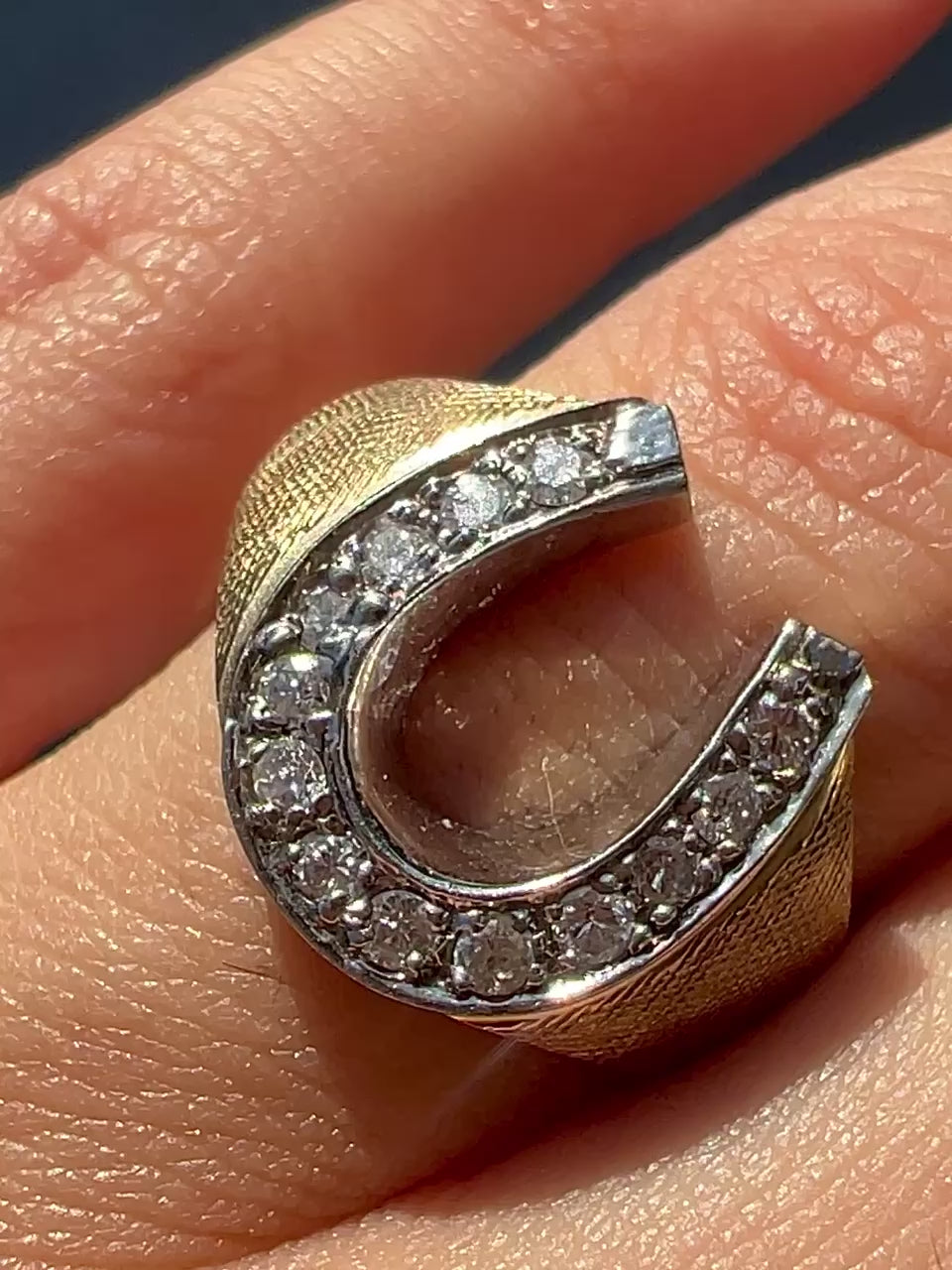 Vintage Diamond Satin Horseshoe Ring