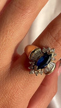 Load and play video in Gallery viewer, Vintage Sapphire Diamond Baguette Dress Ring
