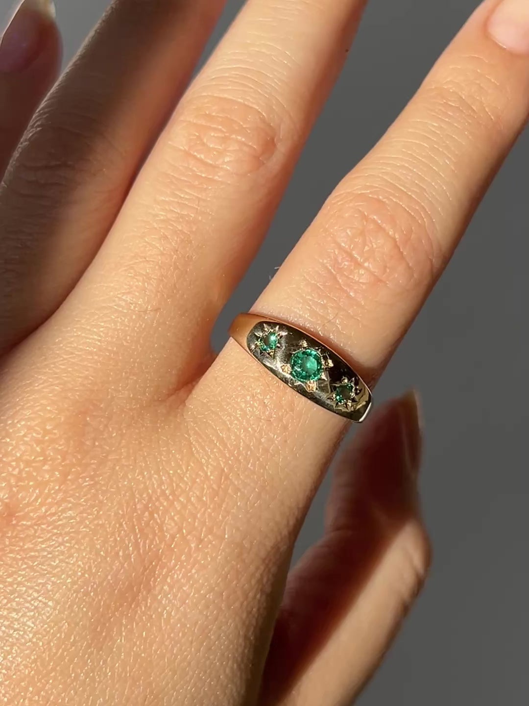 London Emerald Starburst Trilogy Ring