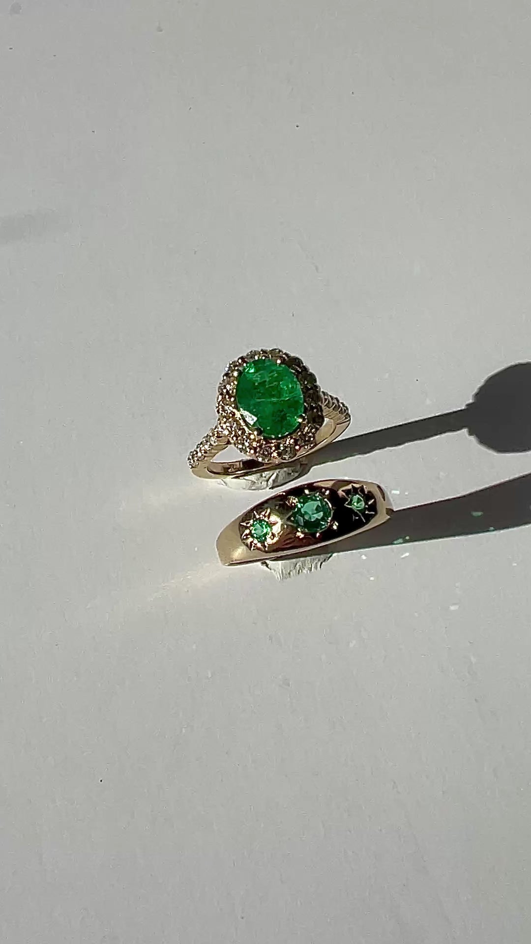 Nessi Emerald Diamond Halo Ring 2.82 ctw