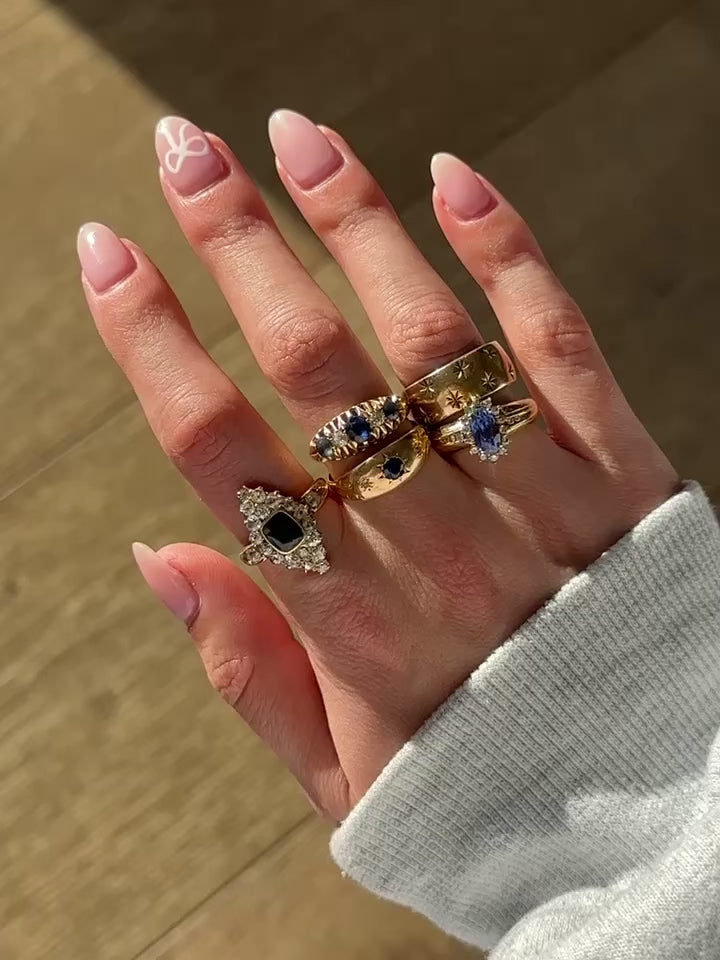 Vintage Sapphire Diamond Oval Halo Ring