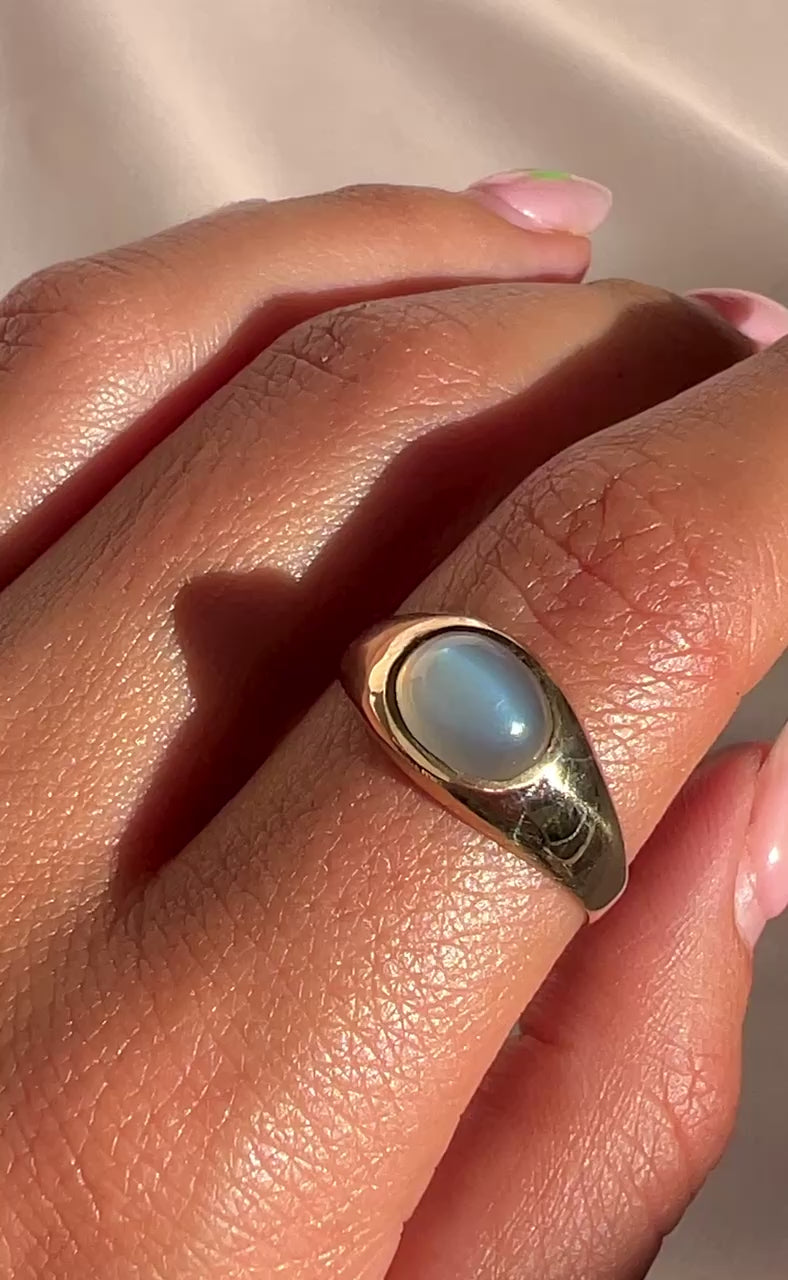 Antique Moonstone East West Signet Ring