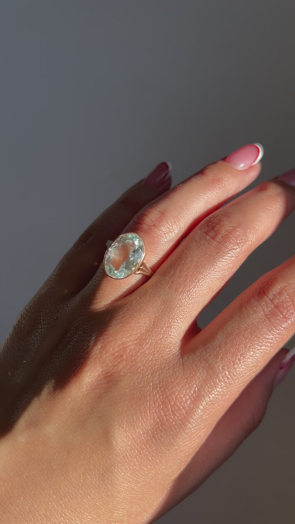 Antique Aquamarine Oval Dress Ring