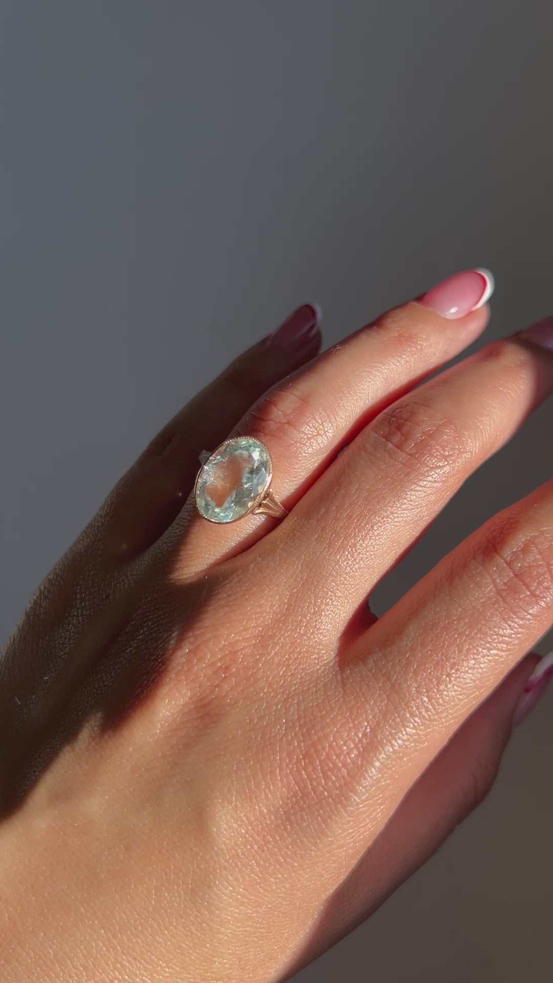 Antique Aquamarine Oval Dress Ring