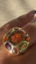 Load and play video in Gallery viewer, Vintage 14k Citrine Amethyst Peridot Ring 5.00cts

