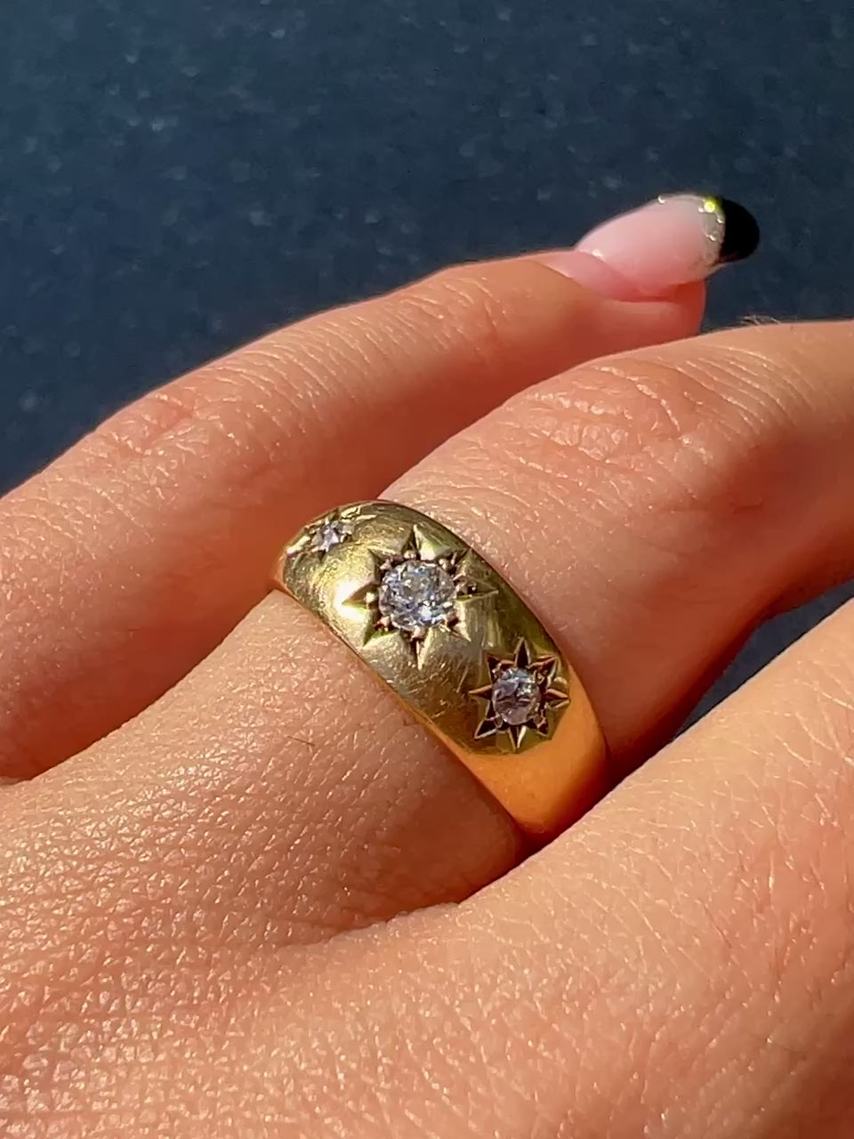 Antique 18k Diamond Euro Starburst Trilogy 1899