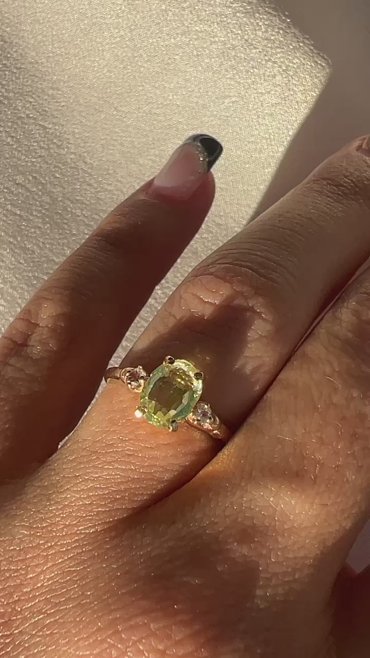 Vintage Peridot Diamond Oval Ring