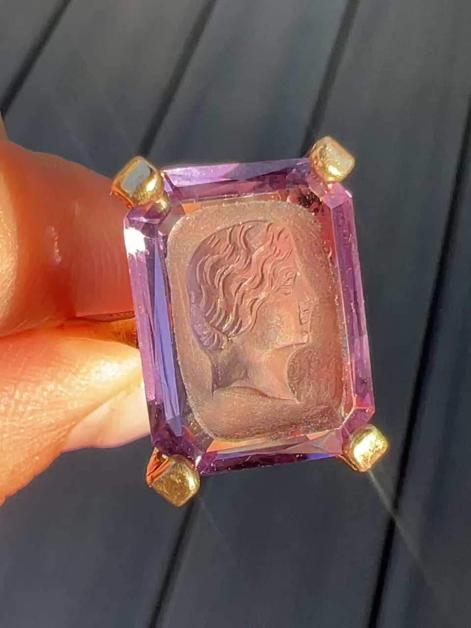 Antique Amethyst Intaglio Dress Ring