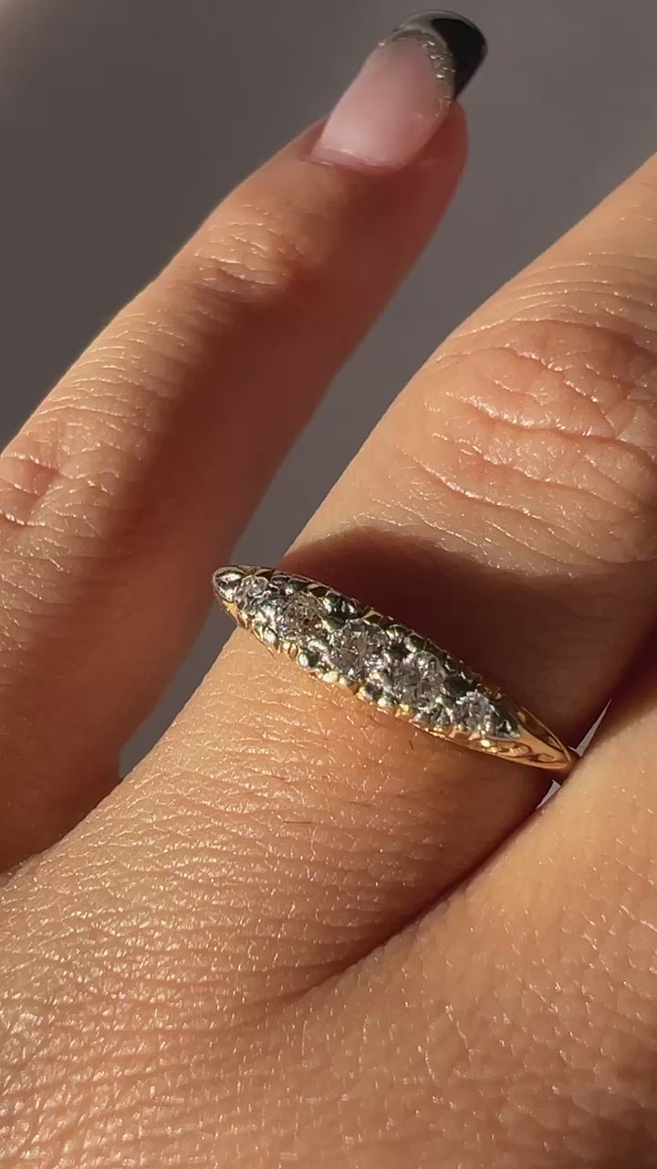 Antique Diamond Filigree Boat Ring