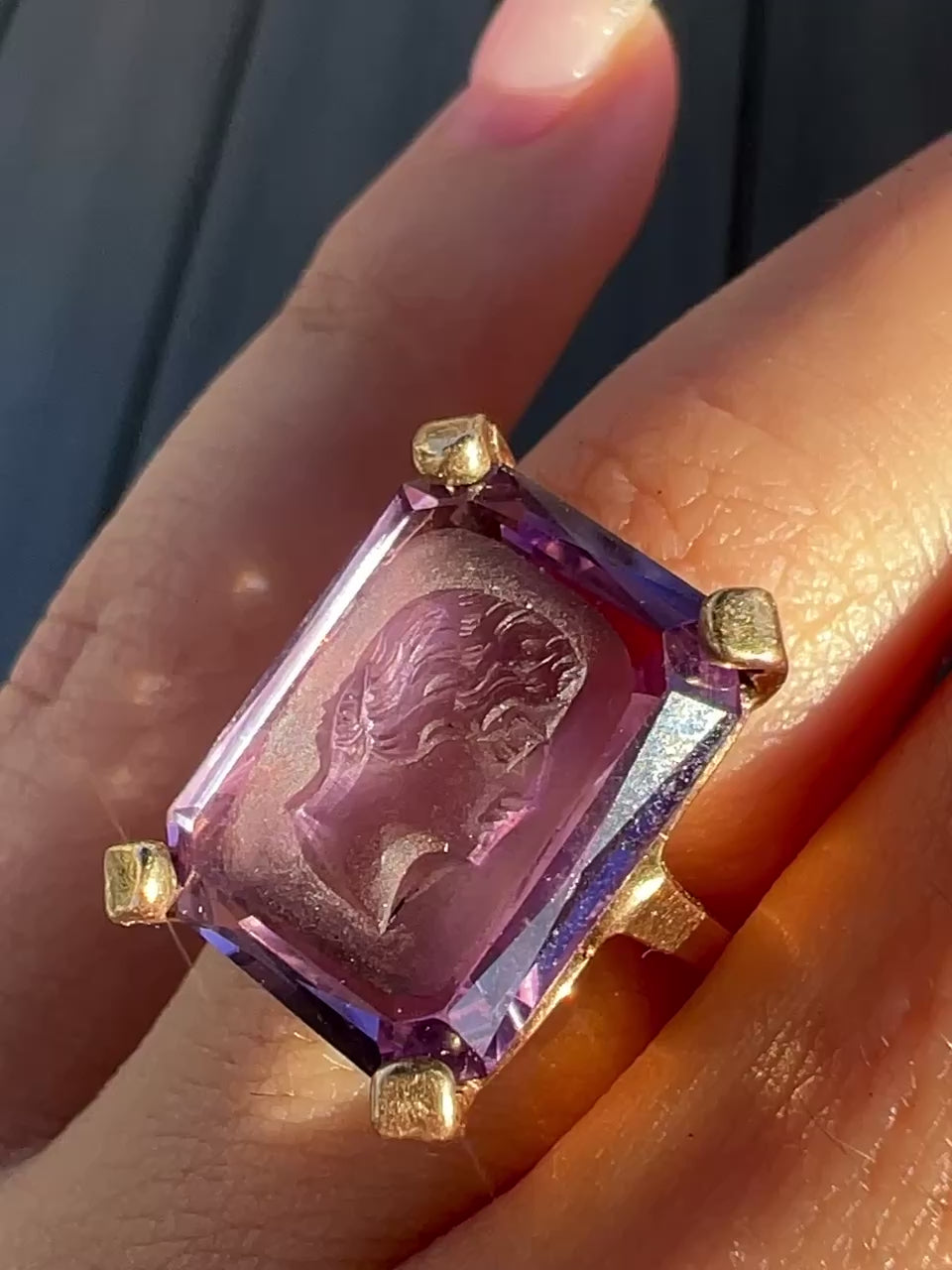 Antique Amethyst Intaglio Dress Ring