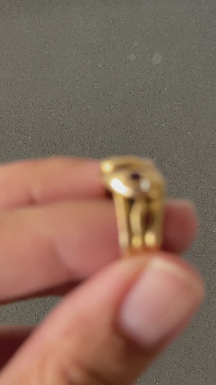 Antique Victorian Ruby Diamond Double Snake Ring 1892