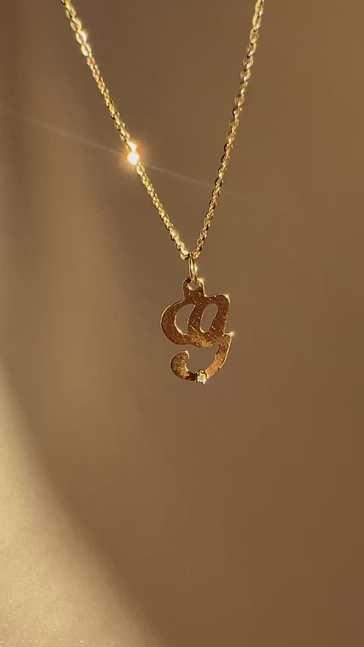 Vintage 14k Diamond "G" Necklace