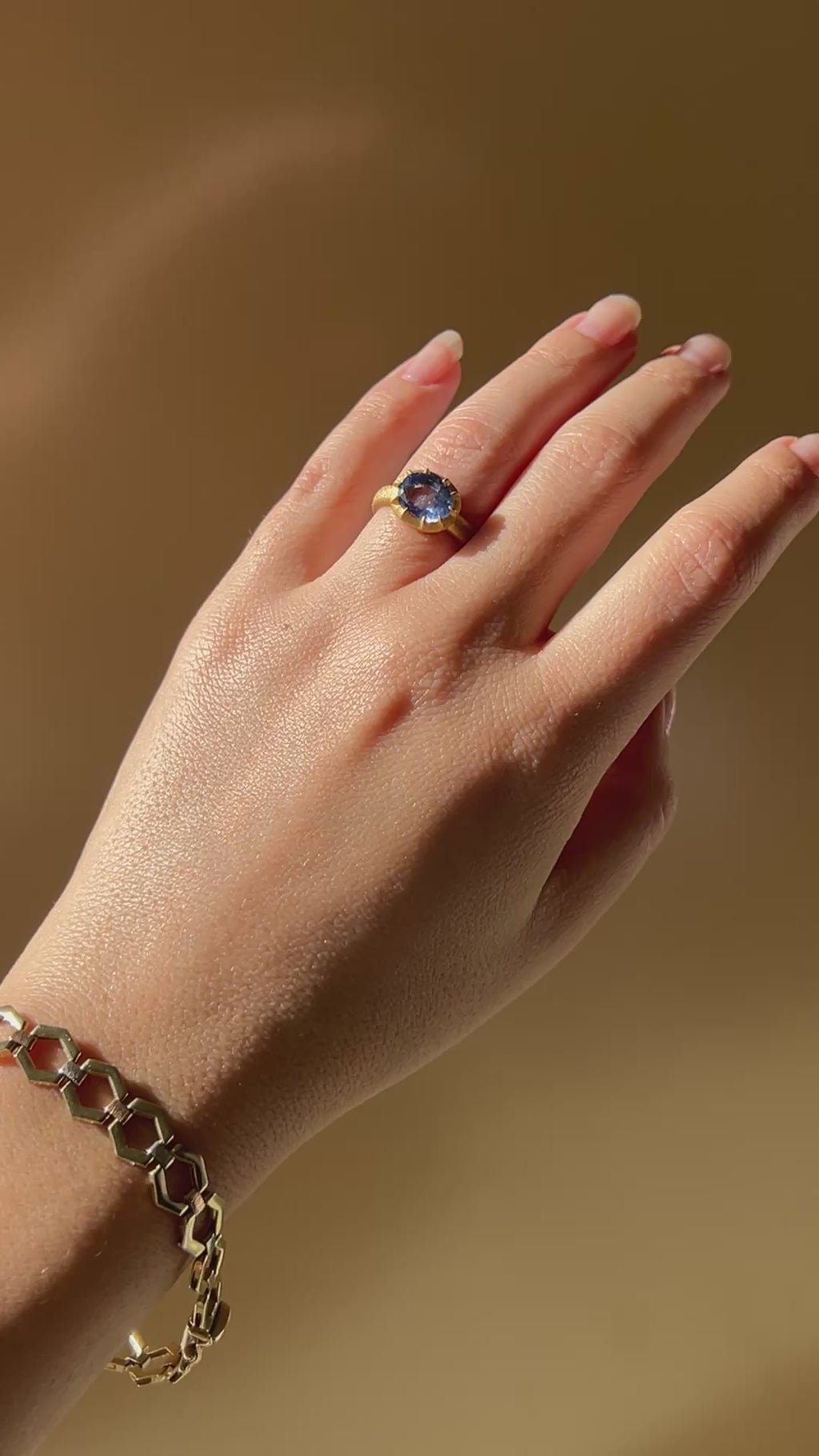 Unheated Sapphire Oval Crown Ring