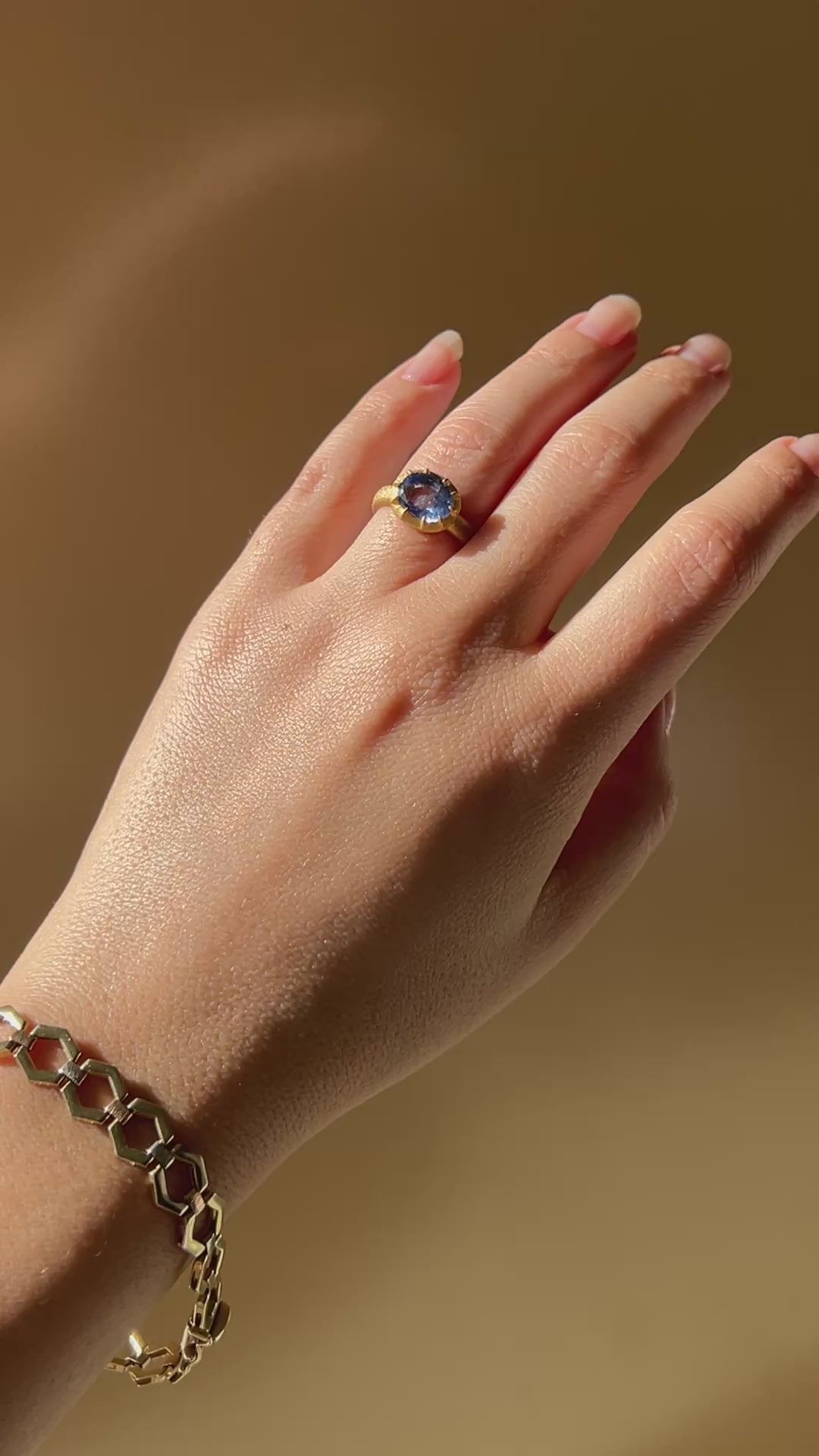 Unheated Sapphire Oval Crown Ring