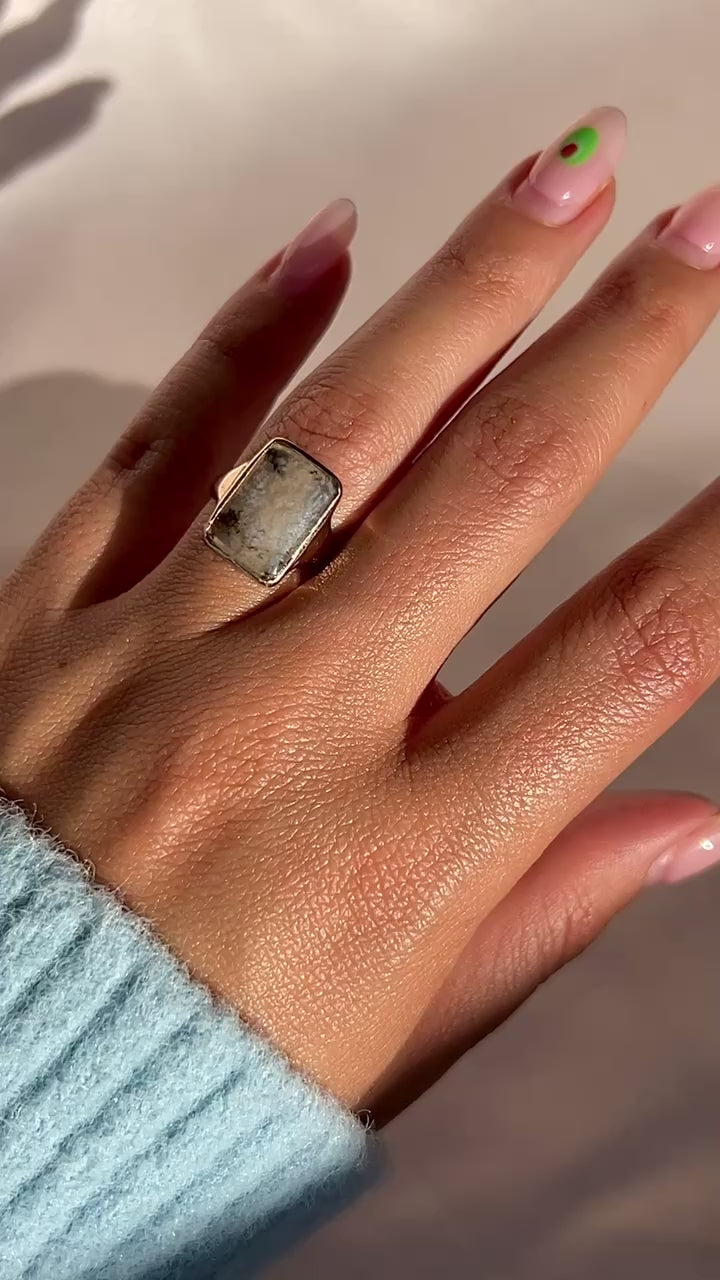 Antique Moss Agate Signet Ring