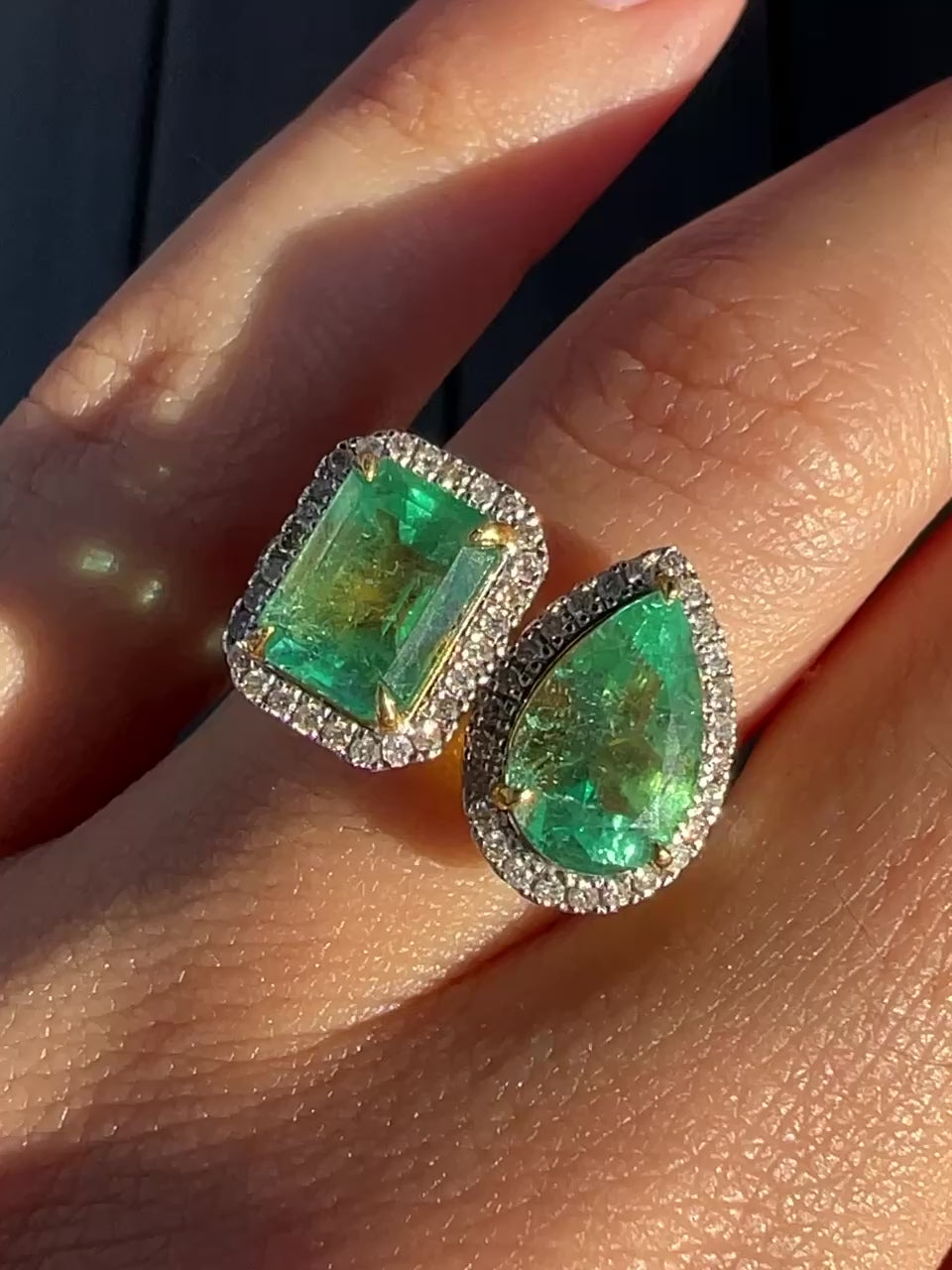 Emerald Diamond Toi et Moi Ring 3.50cts