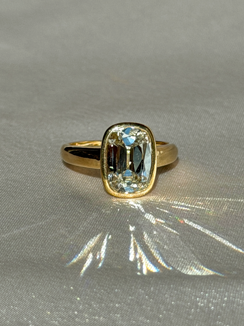Antique Cushion Bezel Diamond Ring by 23carat