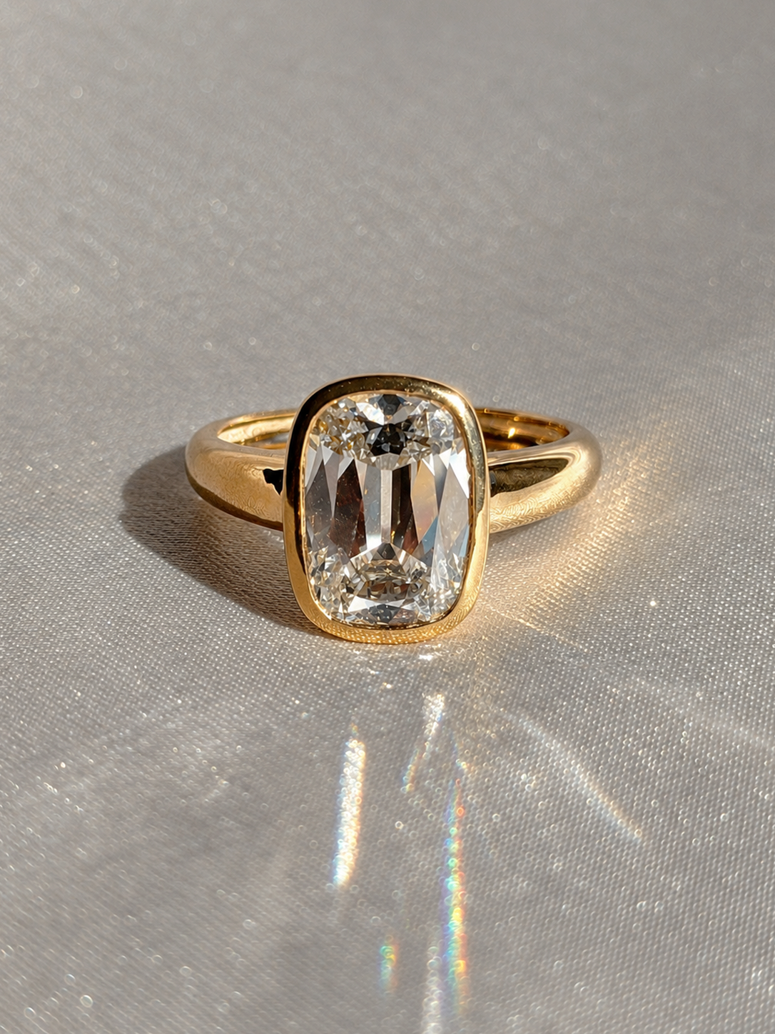 Antique Cushion Bezel Diamond Ring by 23carat