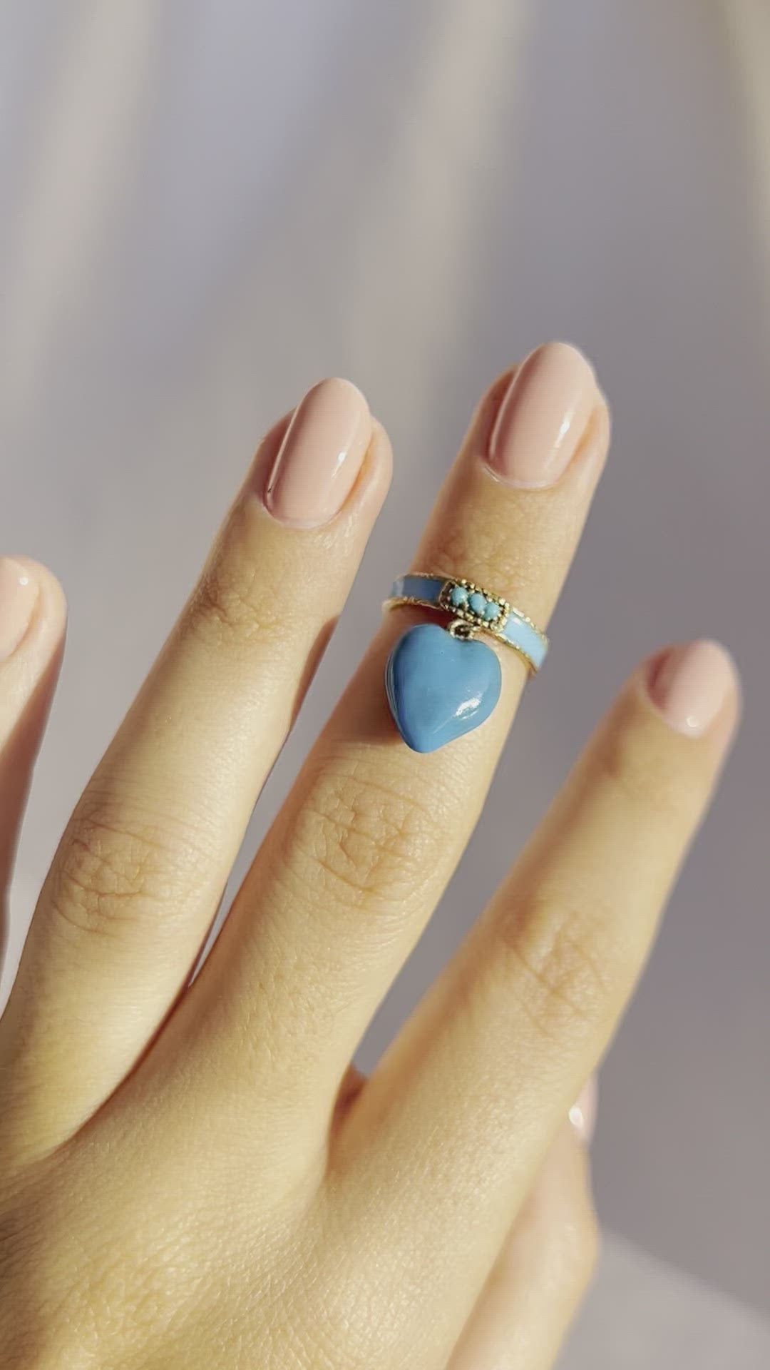 Antique 18k Turquoise Victorian Enamel Heart Ring