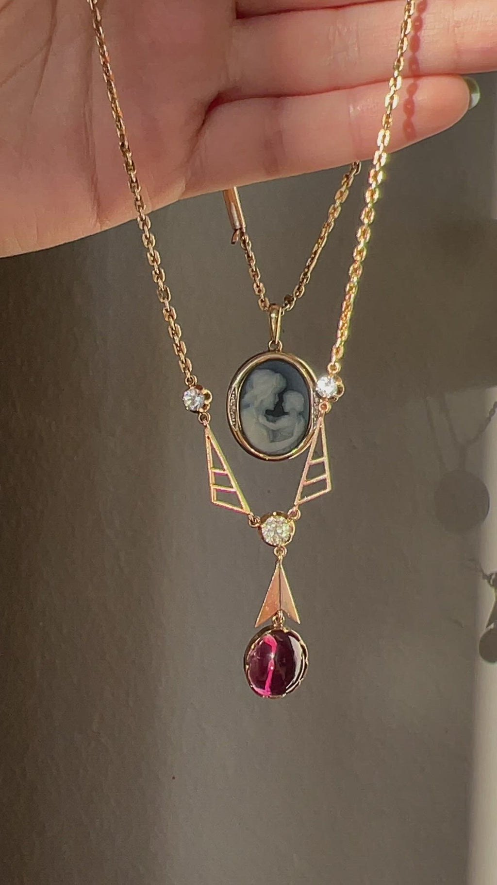 Antique Garnet Quartz Arrow Necklace