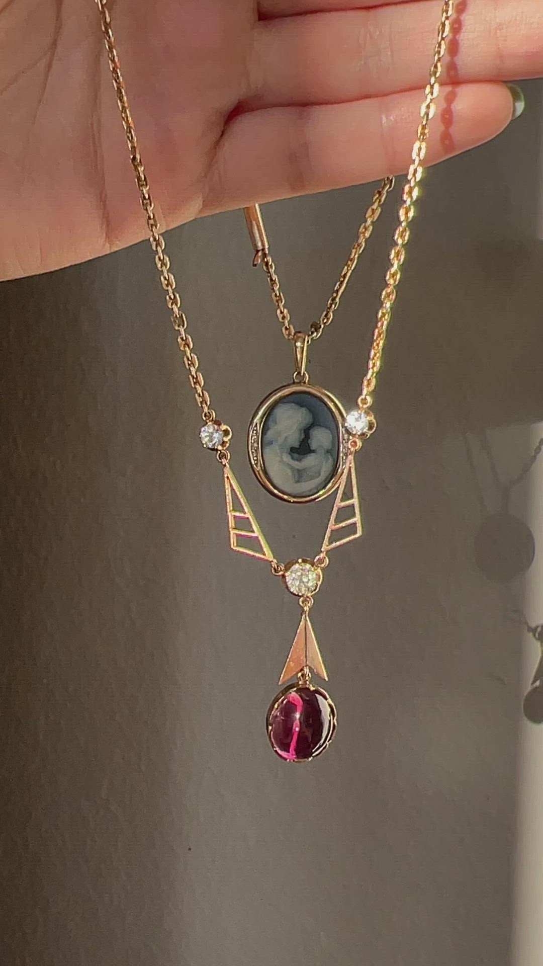 Antique Garnet Quartz Arrow Necklace