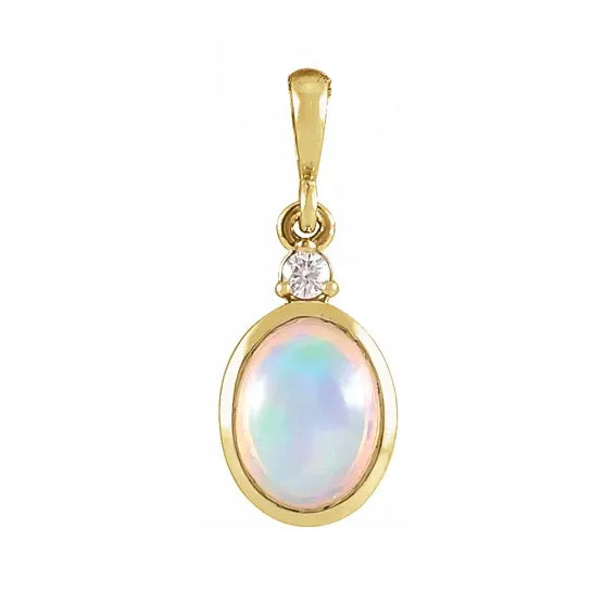 14k Rainbow Moonstone Diamond Pendant