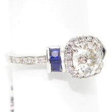 Load image into Gallery viewer, Vintage 14k Old Transitional Diamond Sapphire Ring 1.58ctw
